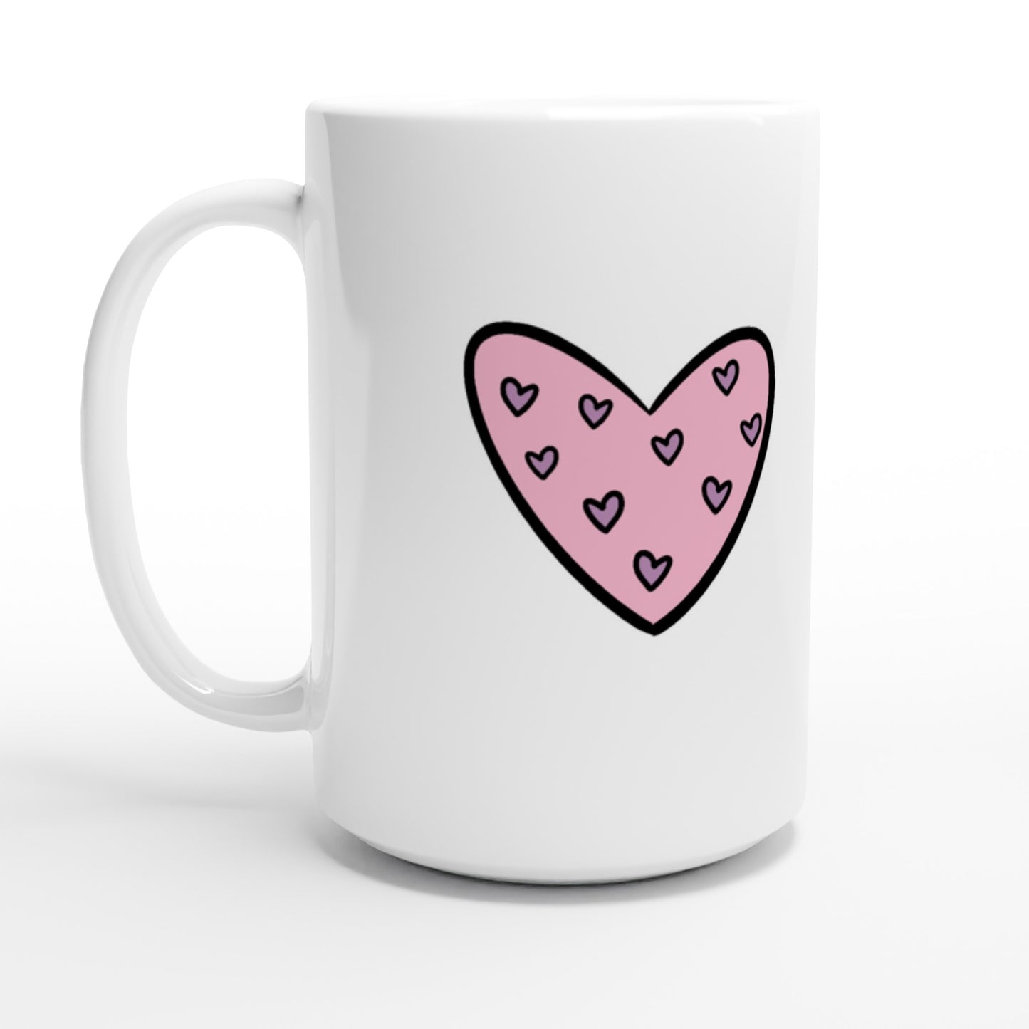 Сustomizable White 15oz Ceramic Mug "Сookie heart"