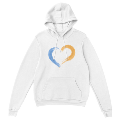 Premium Unisex Pullover Hoodie with yellow-blue heart