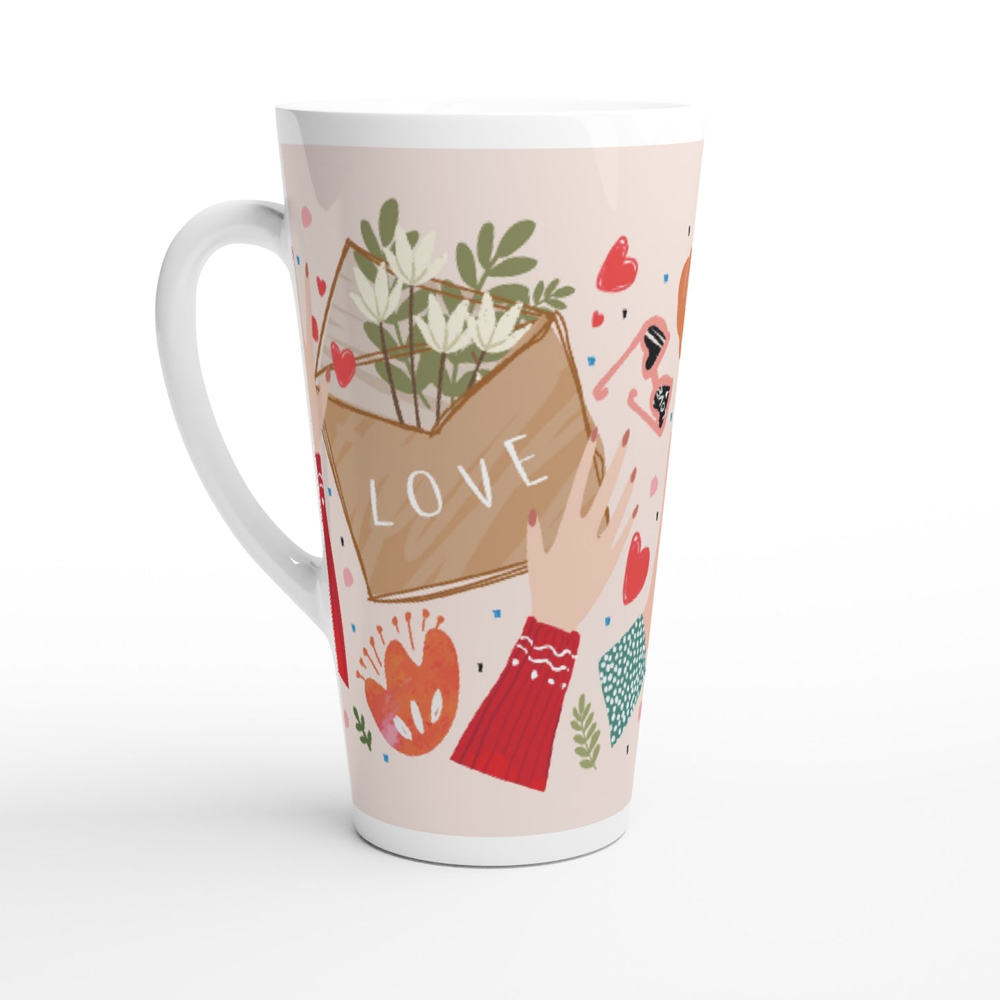 White Latte 17oz Ceramic Mug  "Happy Valentine"