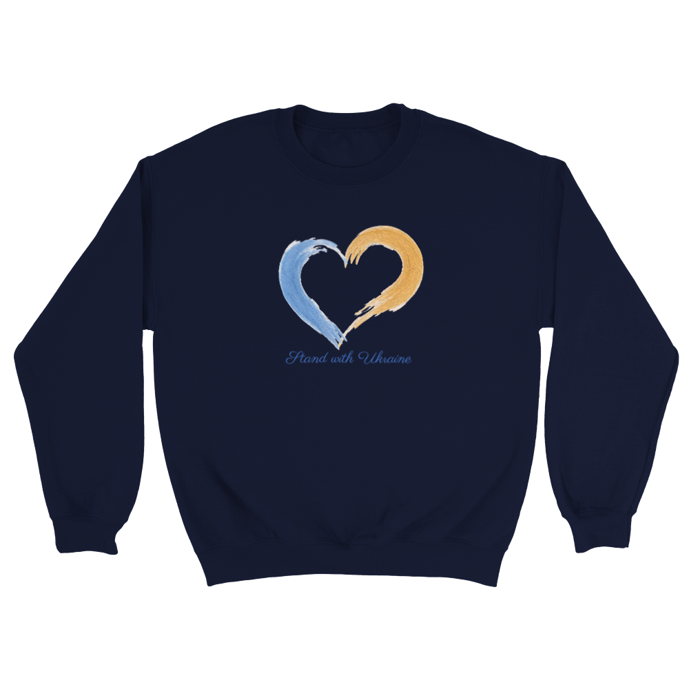 Classic Unisex Crewneck Sweatshirt with yellow-blue heart with an inscription