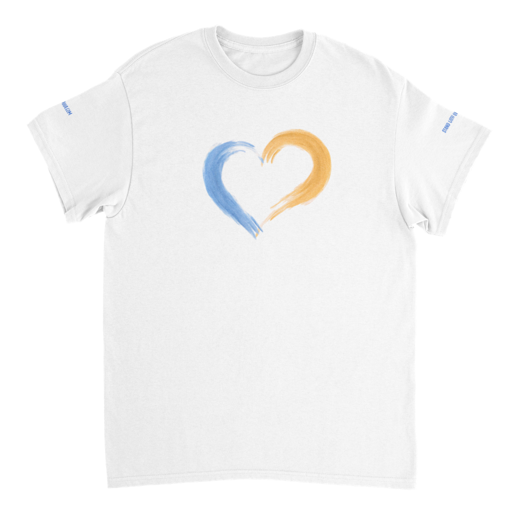 Heavyweight Unisex Crewneck T-shirt with yellow-blue heart