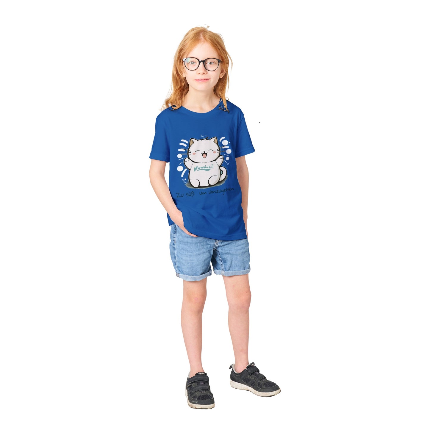 Premium Kids Crewneck T-shirt "Cute Cat"