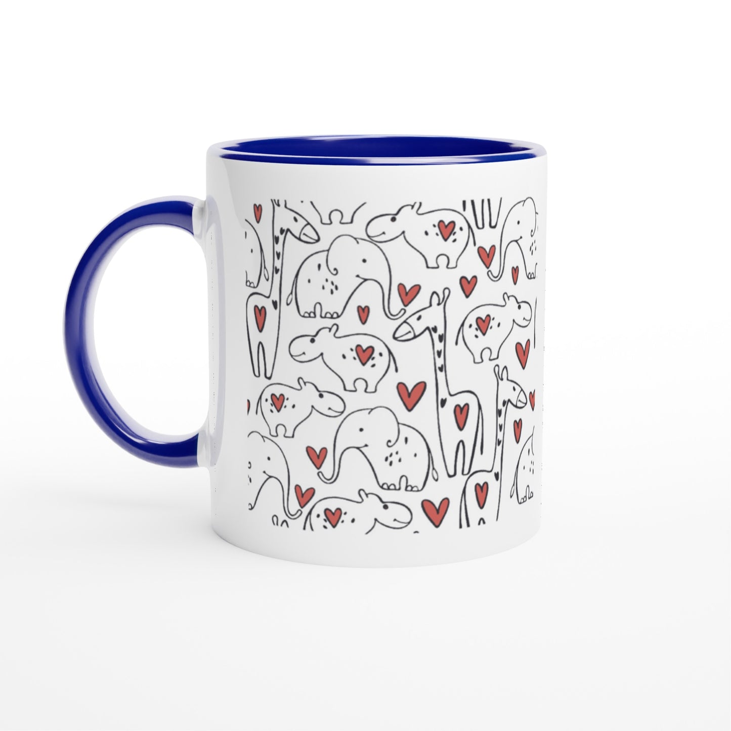 White 11oz Ceramic Mug with Color Inside "Wild love"