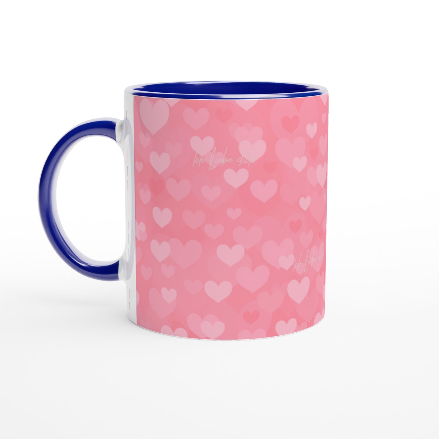 White 11oz Ceramic Mug with small lettering "Ich liebe dich"
